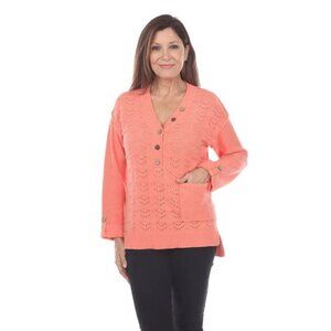 Neon Buddha Sweater Women XL Orange Pure Knits Infinity Popover Open Knit Cotton